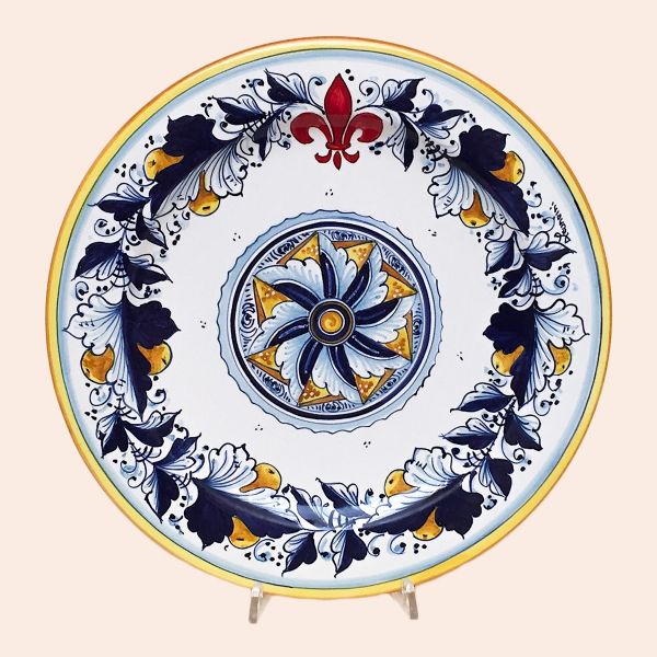 SET OF DINNER PLATES/CHARGERS CM.32D. CAFAGGIOLO -BLUE; GEOMETRIC